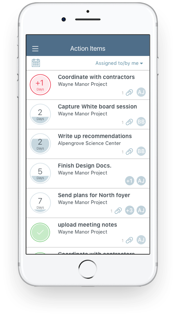 Newforma Mobile To Do Screen